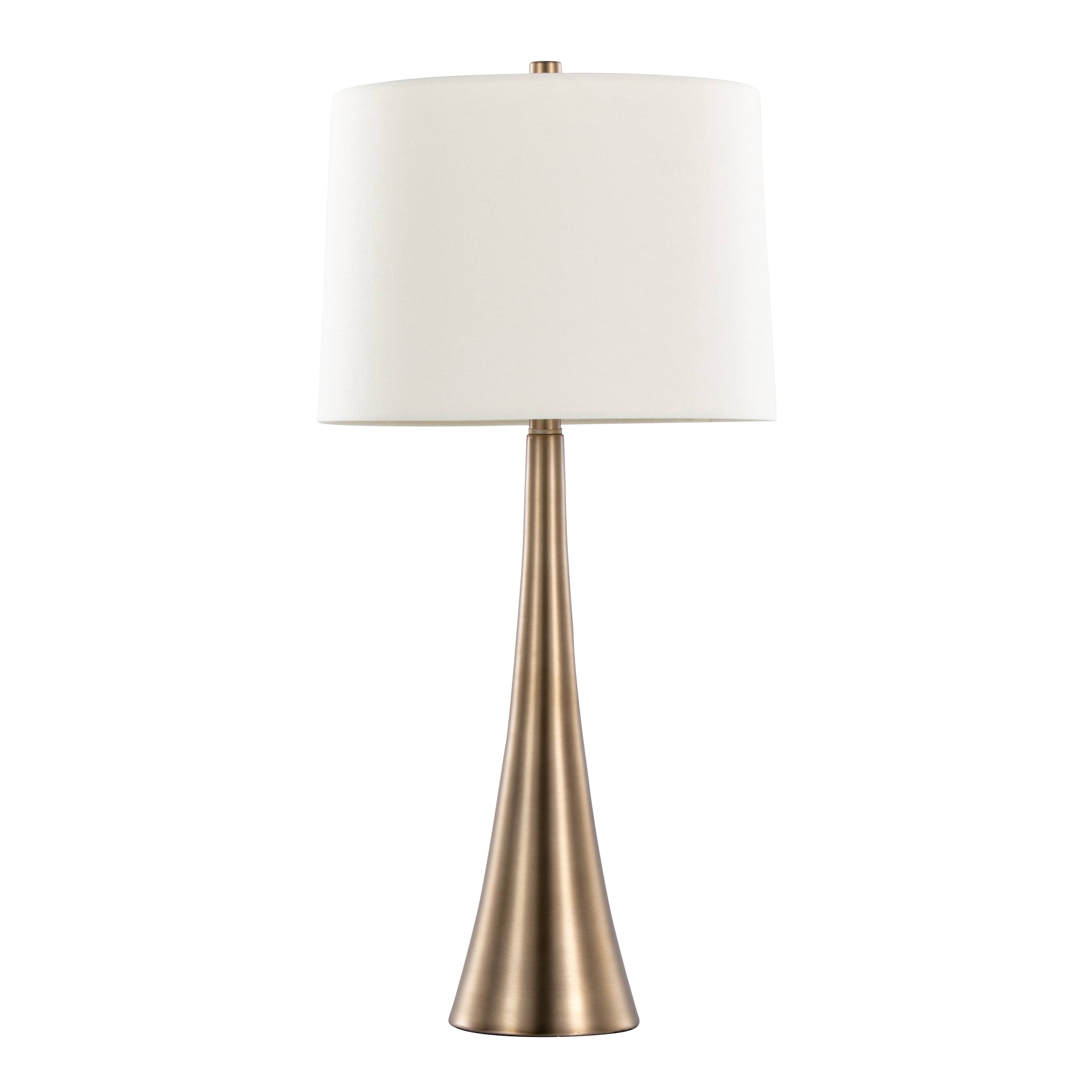 Angle. APRILSOUL - Diana 29 in Metal Table Lamp in Matte Golden Bronze with Linen Shade from Grandview Gallery by LumiSource Set of 2 - N/A.