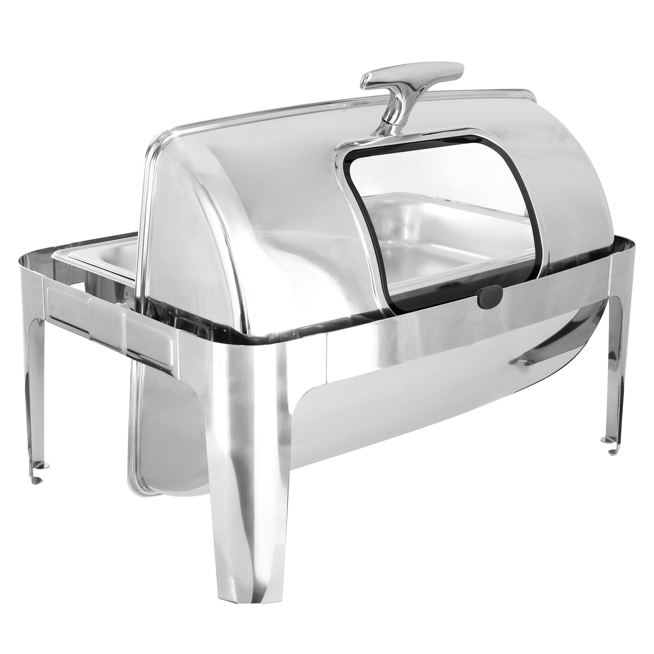 Alt View 5. MegaChef - MegaChef 9.5 Quart Oblong Roll Top Stainless Steel Professional Chafing Dish/Food Warmer/Buffet Server with Window - Silver.