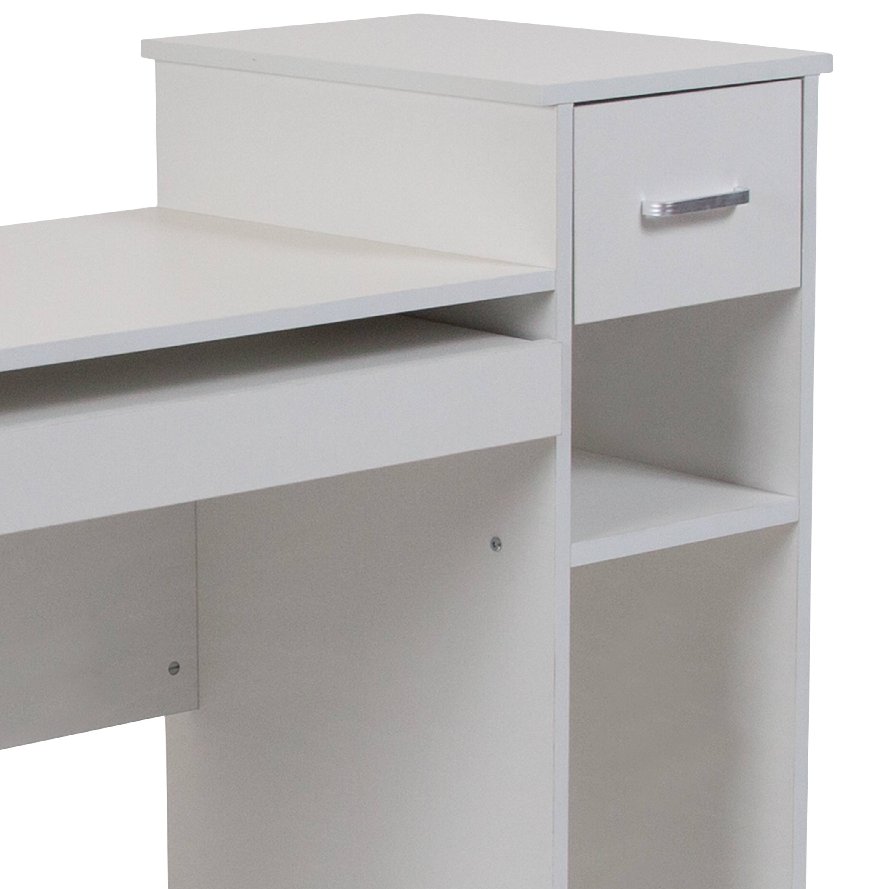 Alt View 9. Emma + Oliver - Desk with Shelves and Drawer - White.