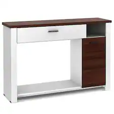 Front. Costway - Costway 48" Console Sofa Table with Drawer Height Adjust Cabinet Entryway Furniture - White,Walnut.