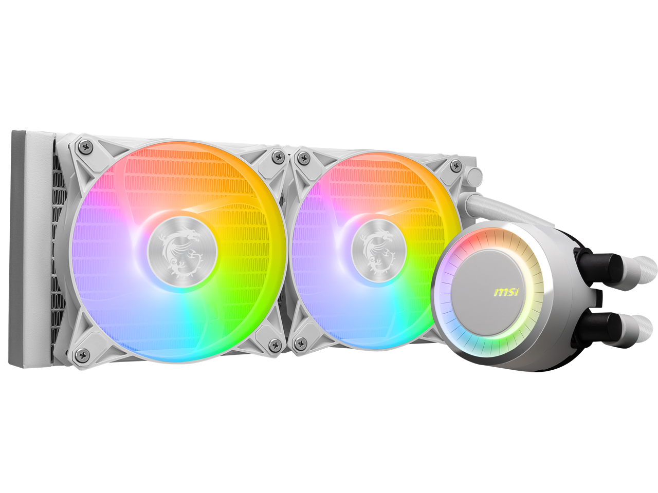 Alt View 7. MSI - MSI MAG CoreLiquid E240 White - 240mm AIO Liquid Cooler with Dual ARGB Fans, Rotating Cap, LGA 1851/1700, AM5 - White.