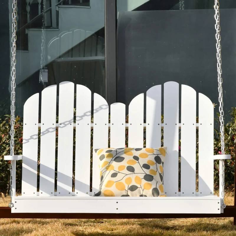 Angle. Hivvago - White Solid Wood 2-Seater Hanging Patio Porch Swing - White.
