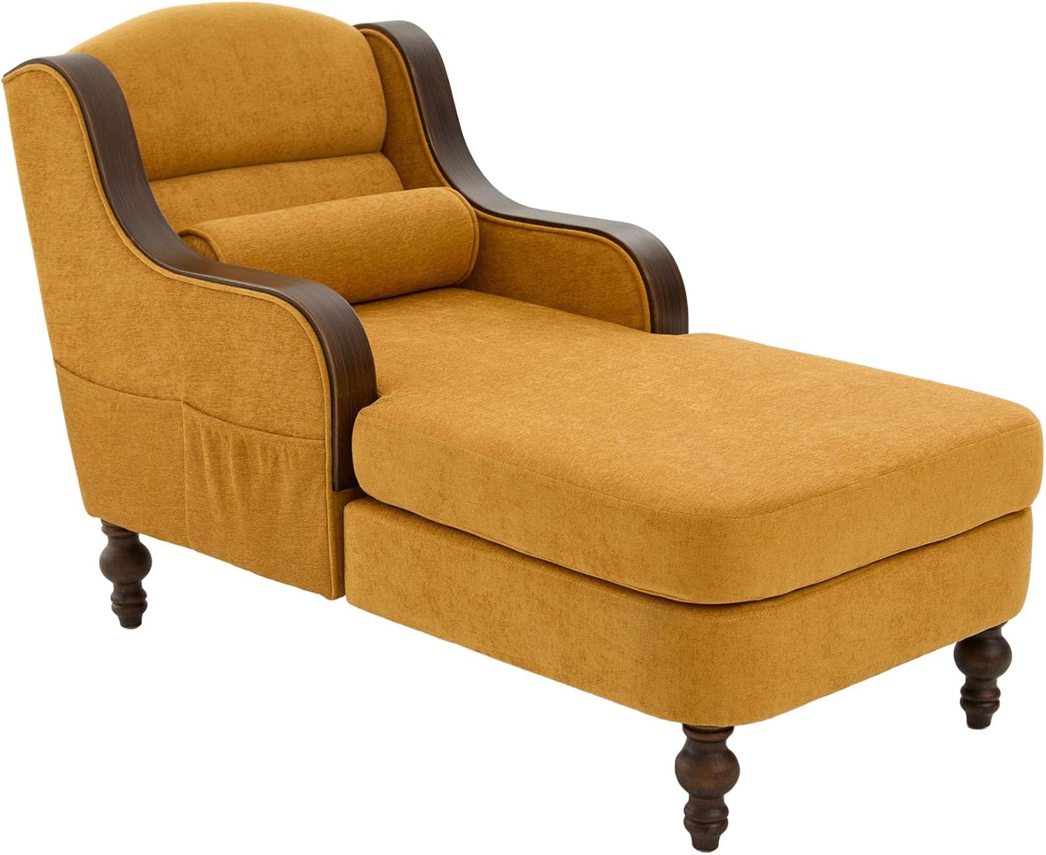 Alt View 6. Trinkets Crazed - Oversized Chaise Lounge Indoor,Fabric Single Sofa Bed with Wide Seat,Upholstered Lazy Sleeper Armchair - yellow.