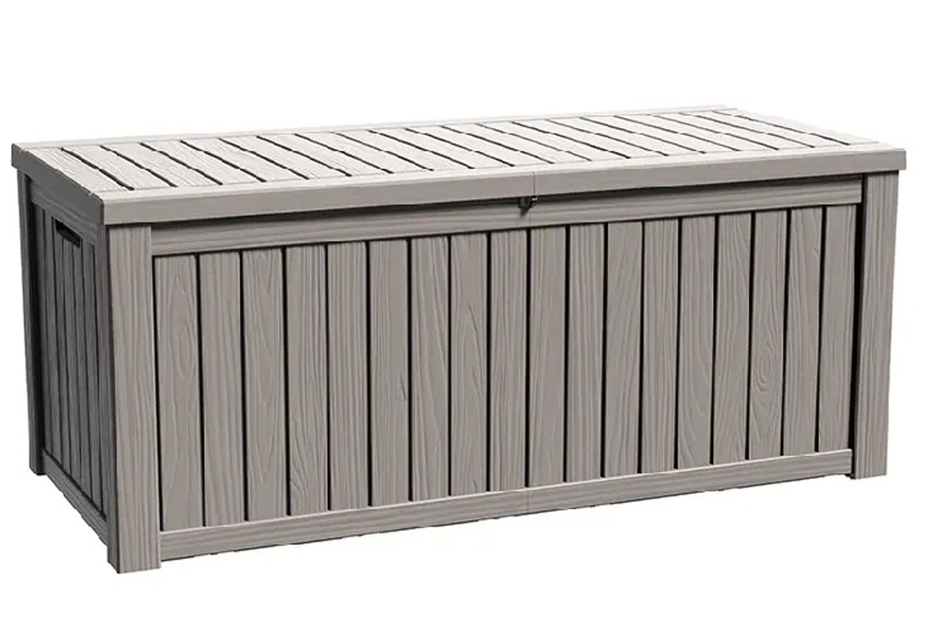 Back. Chery Life - 150 Gallon Outdoor Storage Lockable Deck Box for Patio Cushion, Garden Tools - Gray.