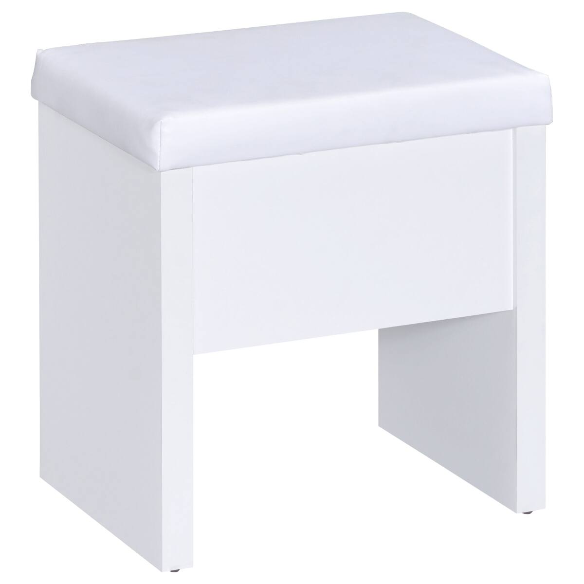 Alt View 4. Loheer - Loheer White Makeup Vanity Set with Mirror and Stool - White.