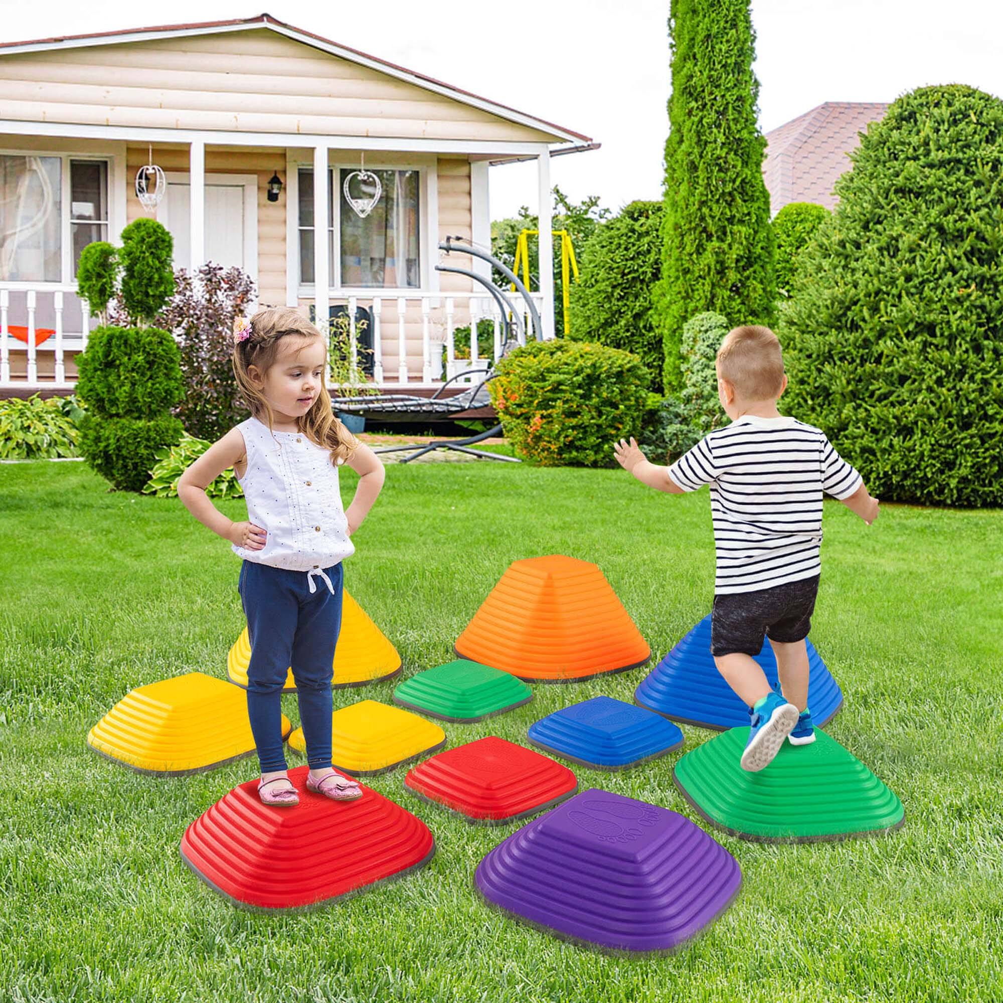 Alt View 3. Costway - Costway 11 Pcs Colorful Stepping Stones with Full Non-Slip Edging Toys for 3+ Toddlers - Multicolor.