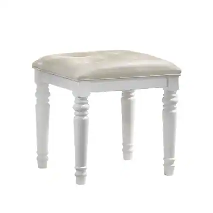 Front. New Classic Furniture - Valentino Vanity Table Stool-White - White.
