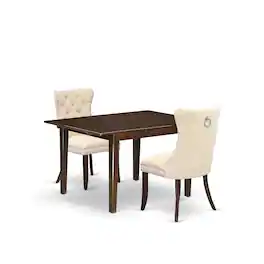 East West Furniture - 3 Piece Kitchen Table Set Contains a Rectangle Dining Table with Butterfly Leaf - Red