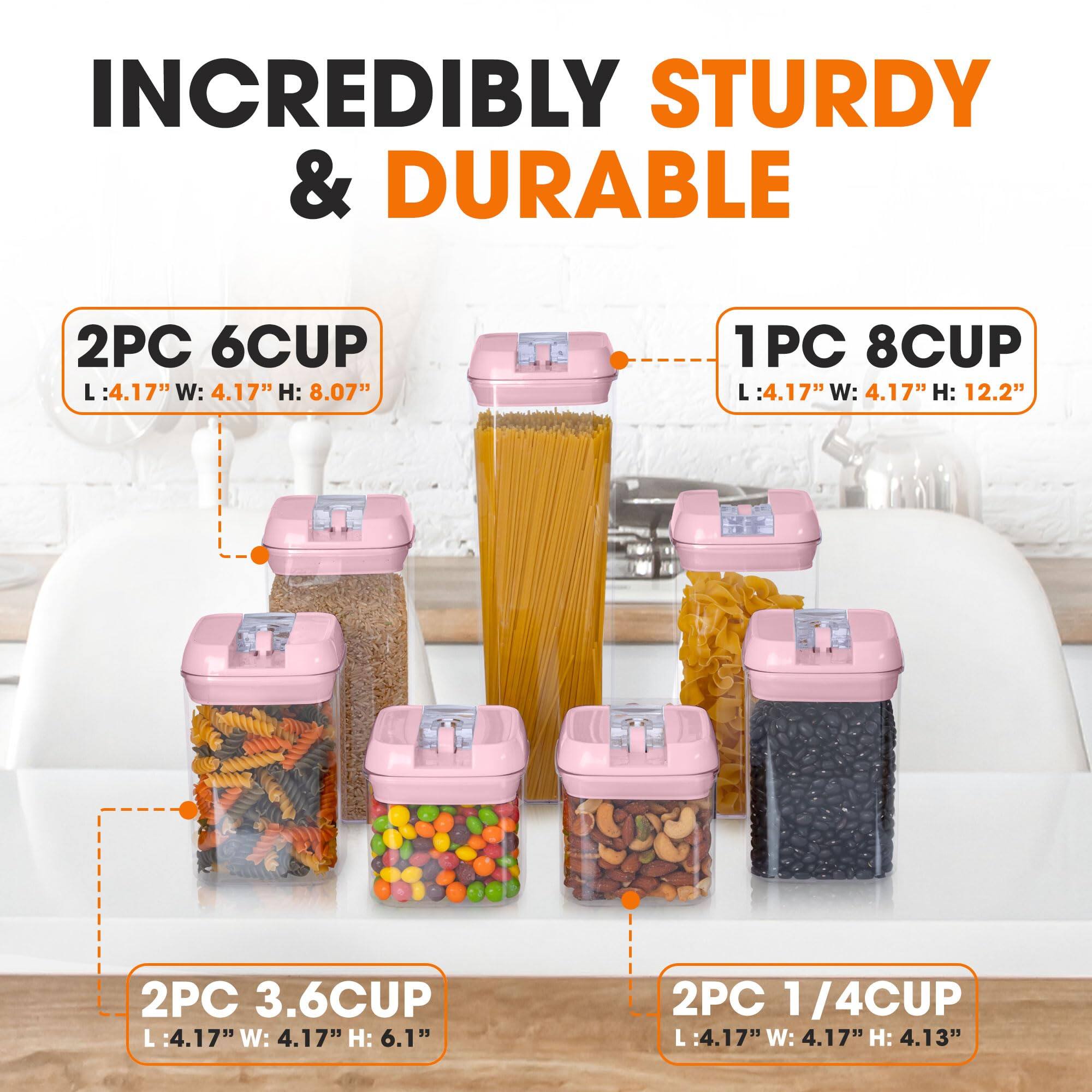INCREDIBLY STURDY & DURABLE

2PC 6CUP
L: 4.17" W: 4.17" H: 8.07"

1PC 8CUP
L: 4.17" W: 4.17" H: 12.2"

2PC 3.6CUP
L: 4.17" W: 4.17" H: 6.1"

2PC 1/4CUP
L: 4.17" W: 4.17" H: 4.13"