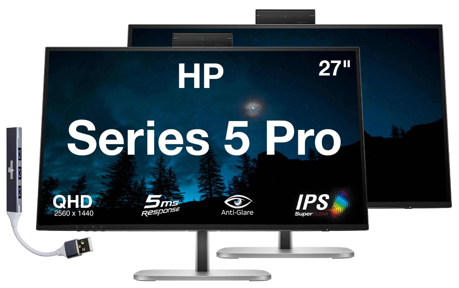 "HP - Series 5 Pro 27"" QHD IPS Monitor With 5ms Response Time, Anti Glare, Flicker Free, Displayport, HDMI & DKZ 2 Pack - Jet Black" price history on PriceWatchPro