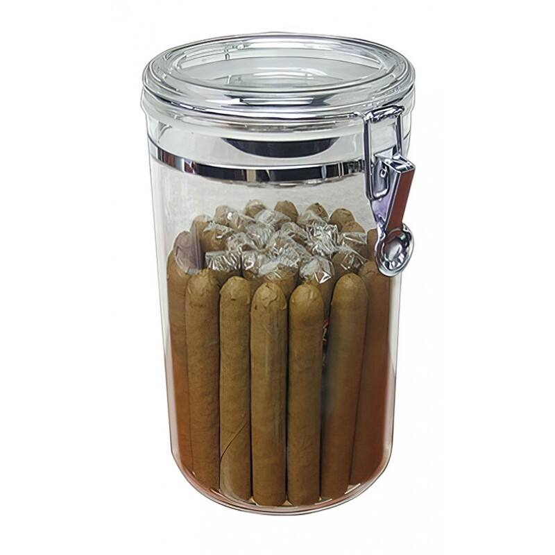 Left. Prestige - Acrylic Cigar Jar Humidors - Transparent Acrylic.