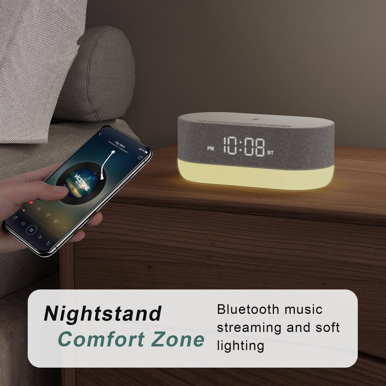 Nightstand Comfort Zone

Bluetooth music streaming and soft lighting