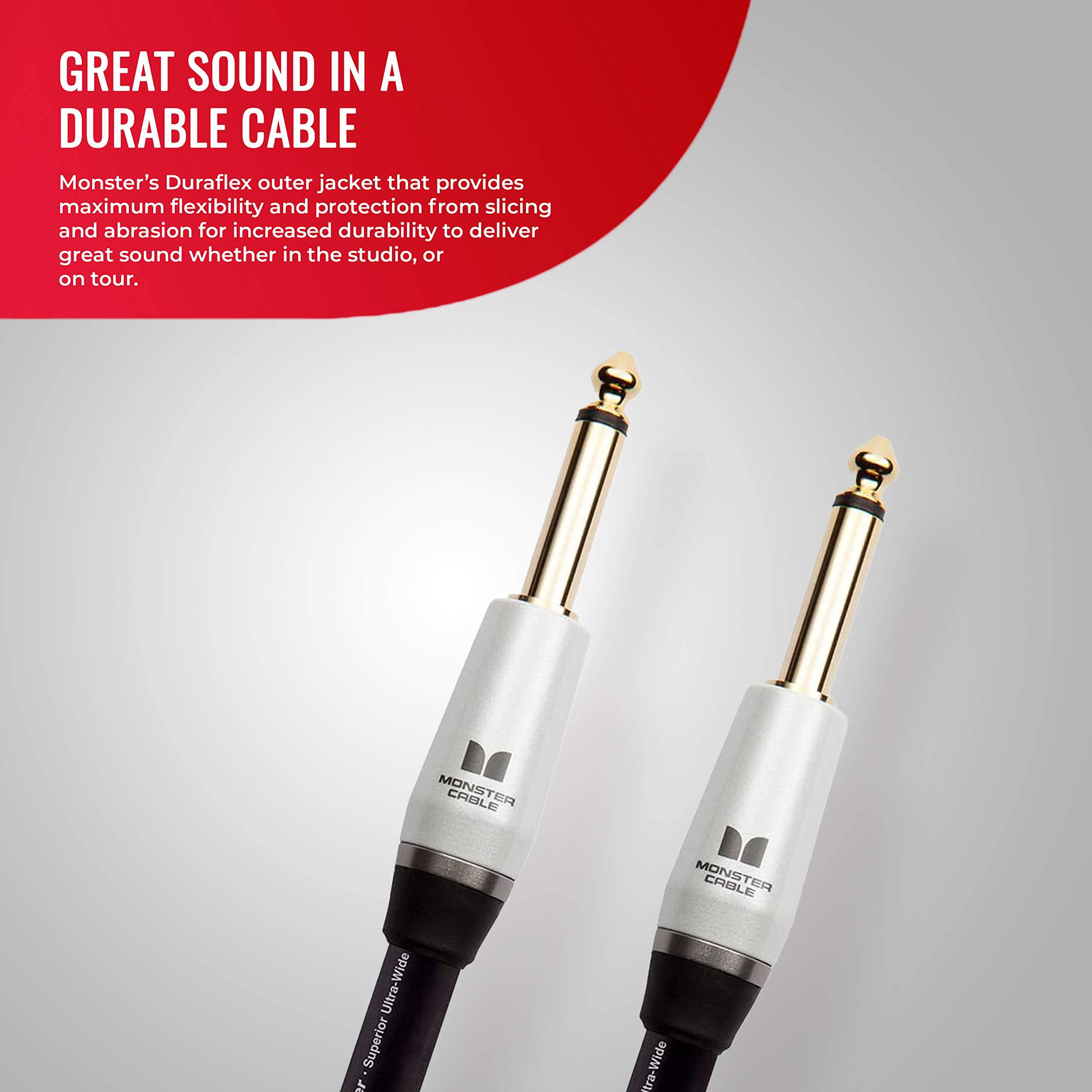 GREAT SOUND IN A DURABLE CABLE

Monster's Duraflex outer jacket that provides maximum flexibility and protection from slicing and abrasion for increased durability to deliver great sound whether in the studio, or on tour.

MONSTER CABLE MONSTER CABLE Ultra-Wide Superior