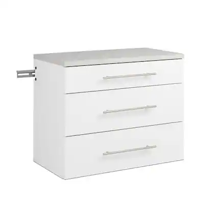Front. Prepac - HangUps 3-Drawer Base Storage Cabinet, White - White.