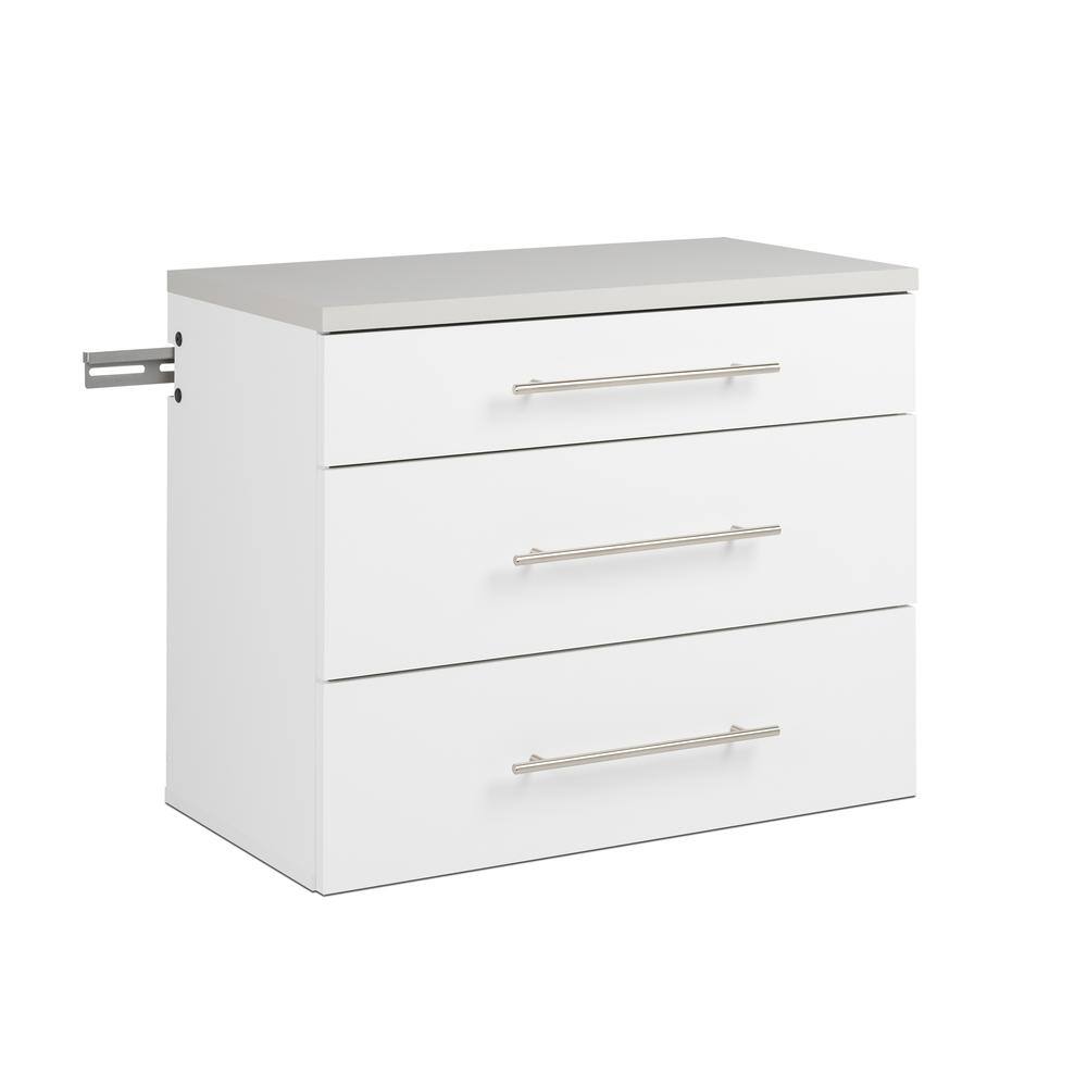 Front. Prepac - HangUps 3-Drawer Base Storage Cabinet, White - White.