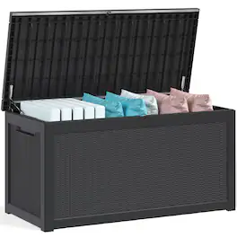 Sersper - 260 Gallon Outdoor Resin Deck Box and Bench, Multipurpose Storage for Patio and Garden - Black