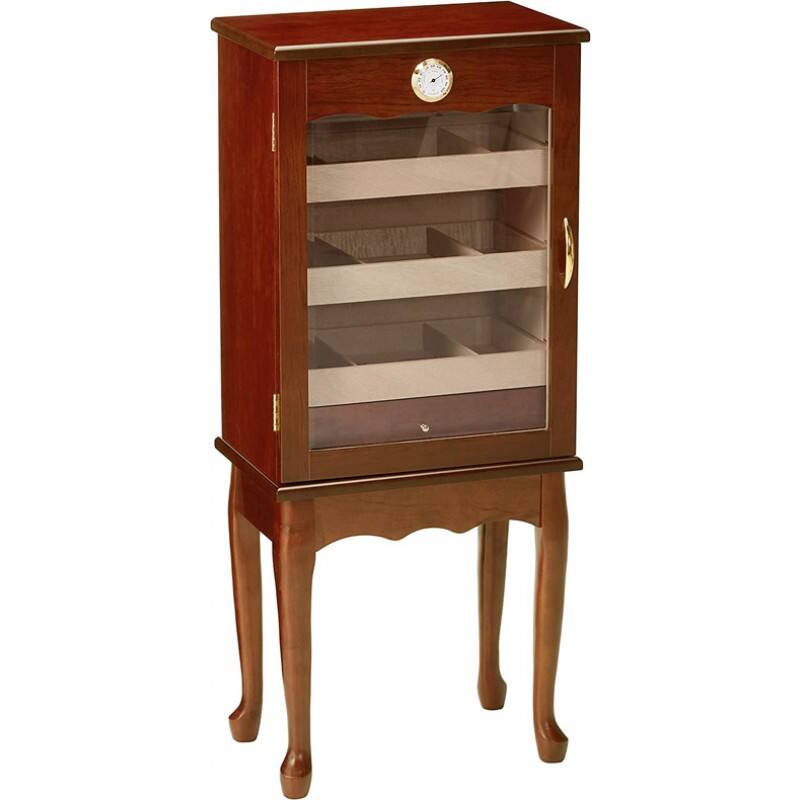 Alt View 2. Prestige - Belmont Standing Cigar Humidor Cabinet - Dark Teak Finish.