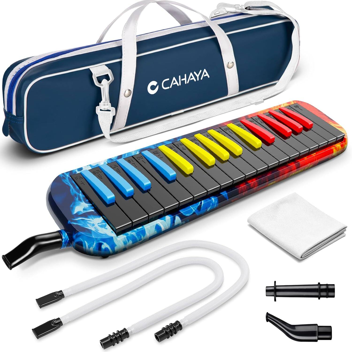 Front. CAHAYA - CAHAYA Melodica 32 Keys: Double Tubes Mouthpiece Air Piano Keyboard Musical Instrument Gift with Carrying Bag CY0347.