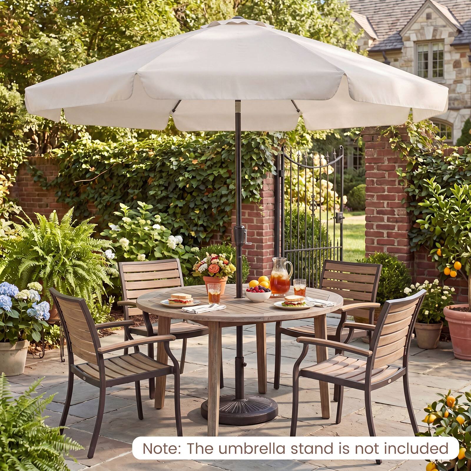 Note: The umbrella stand is not included