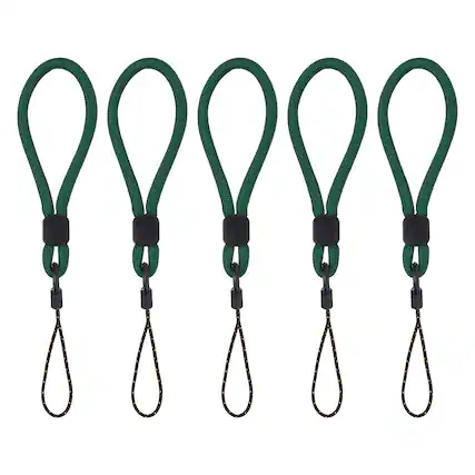Front. Unique Bargains - 5pcs Phone Lanyards Finger Strap, Short Anti-loss Hanging Rope for Phone, Key, Flashlight, USB Badge - Dark Green.