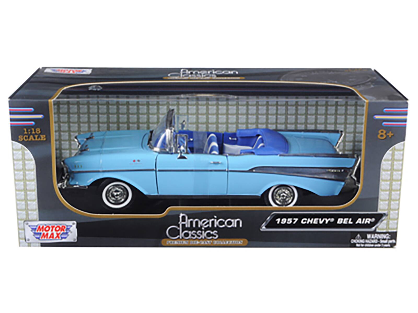 1:18 SCALE  
8+  
MOTOR MAX  
American Classics  
1957 CHEVY BEL AIR  
WARNING: CHOKING HAZARD - Small parts. Not for children under 3 years.