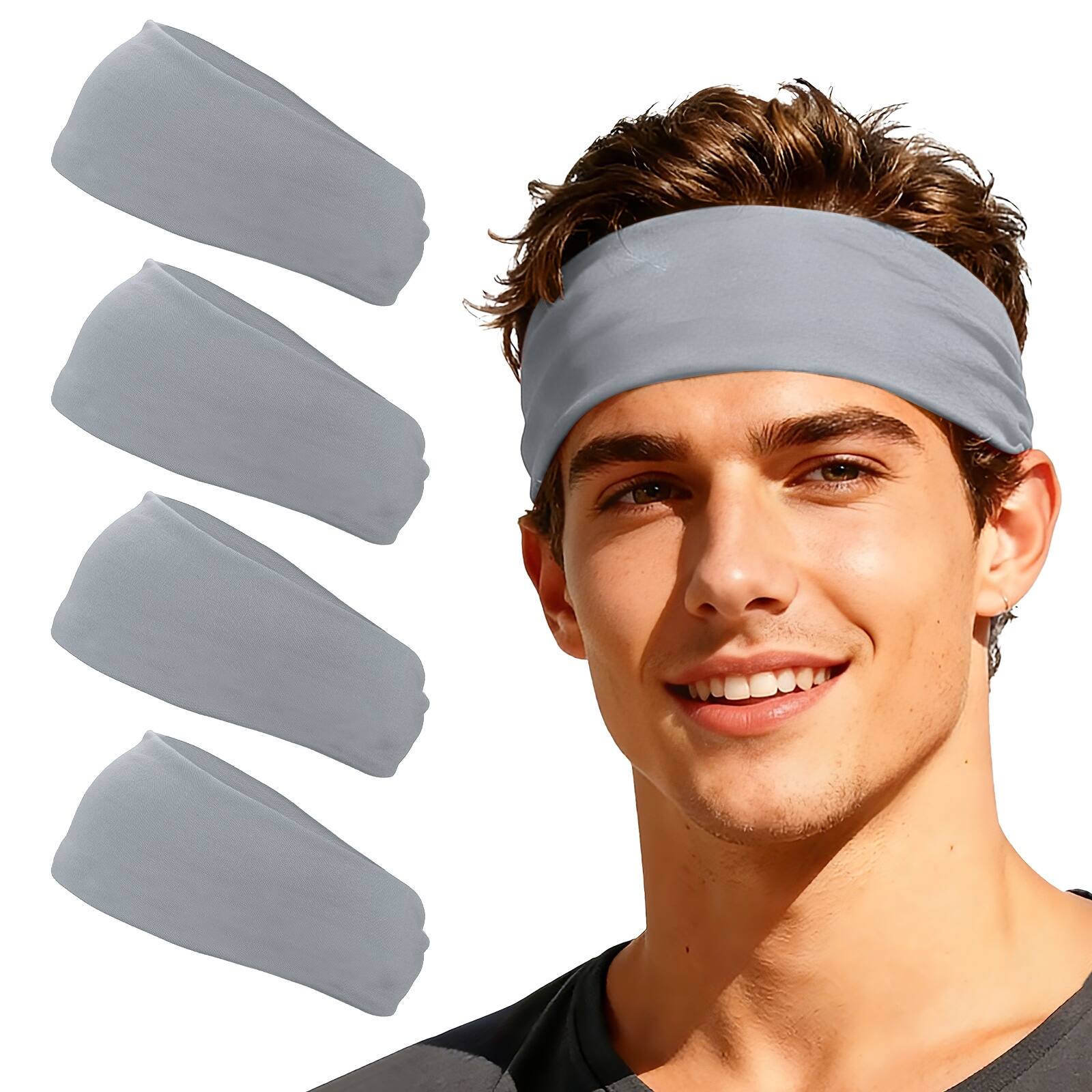 Unique Bargains - Sport Headbands for Men & Women, Stretchy Sweatband Absorbent Headbands, 4pcs - For Yoga/Sports/Running/Fitness/Cycling - Light Gray price history on PriceWatchPro