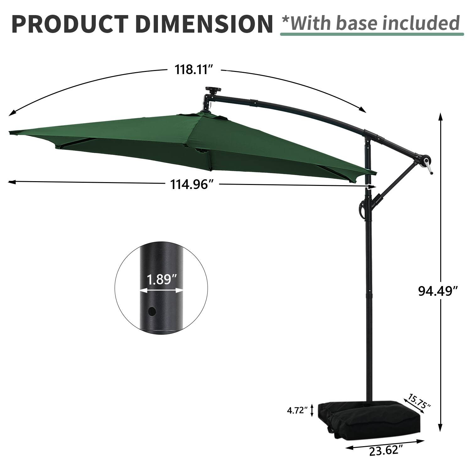 PRODUCT DIMENSION *With base included  
118.11"  
114.96"  
1.89"  
94.49"  
4.72"  
15.75"  
23.62"