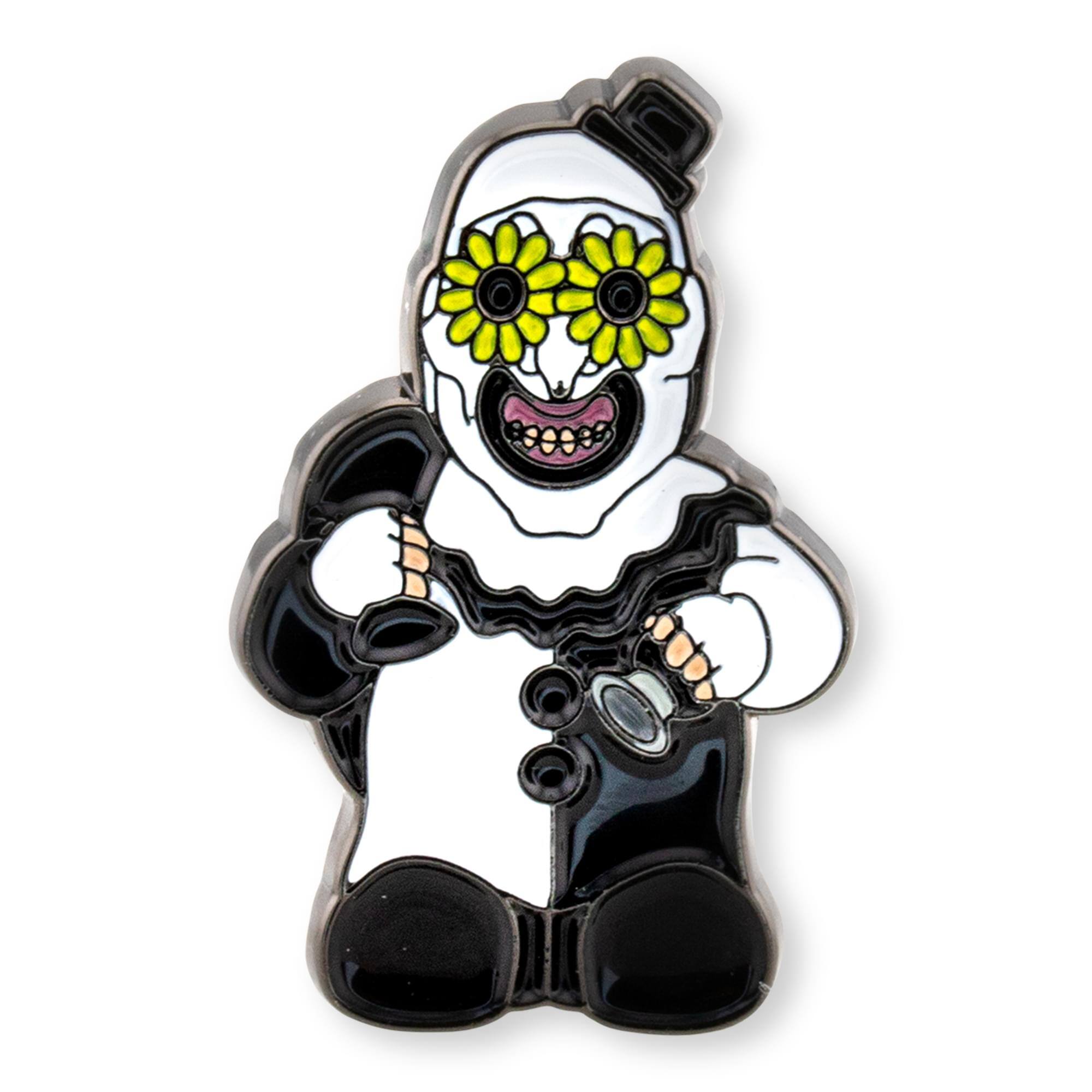 Front. Surreal Entertainment - Terrifier 2 Art The Clown Enamel Pin | Toynk Exclusive - Black/White.
