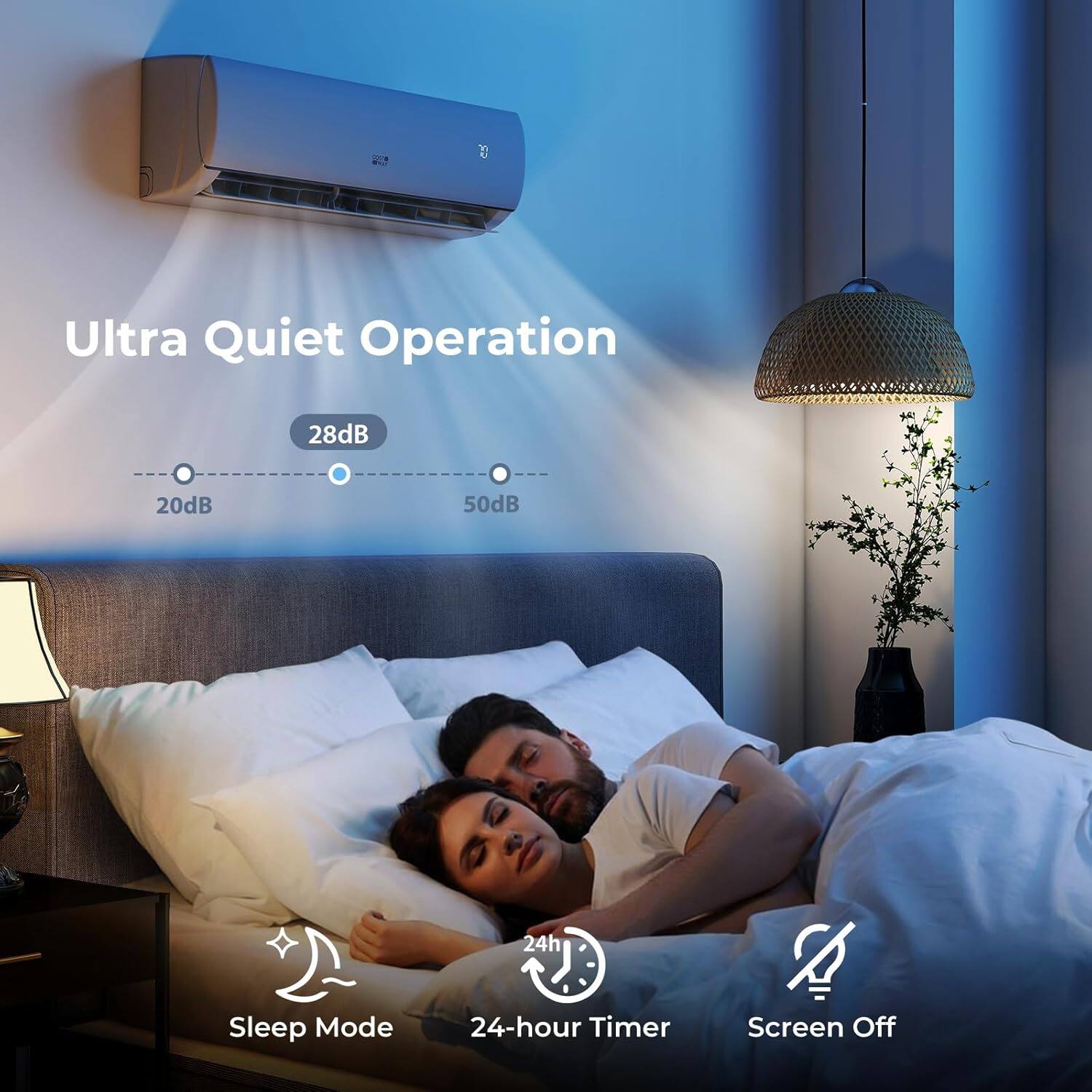 Ultra Quiet Operation  
28dB  
20dB 50dB  
Sleep Mode  
24-hour Timer  
Screen Off