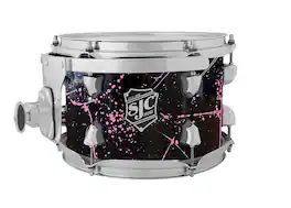 SJC Custom Drums - Navigator Series 7" x 10" Maple Mounted Tom with 2.3mm Hoops and Hanging Mount - Black with Pink Splatter
