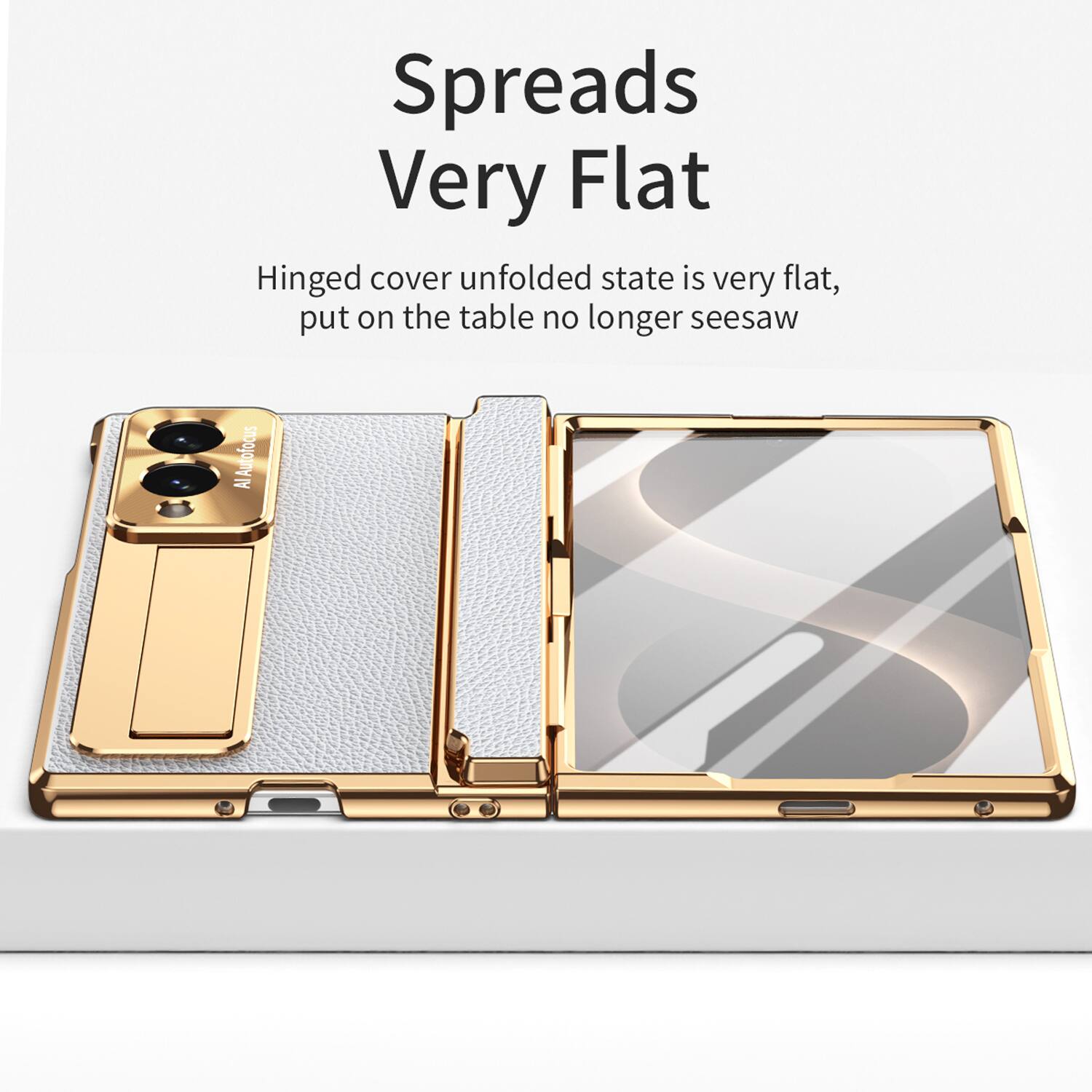 Spreads Very Flat  
Hinged cover unfolded state is very flat, put on the table no longer seesaw