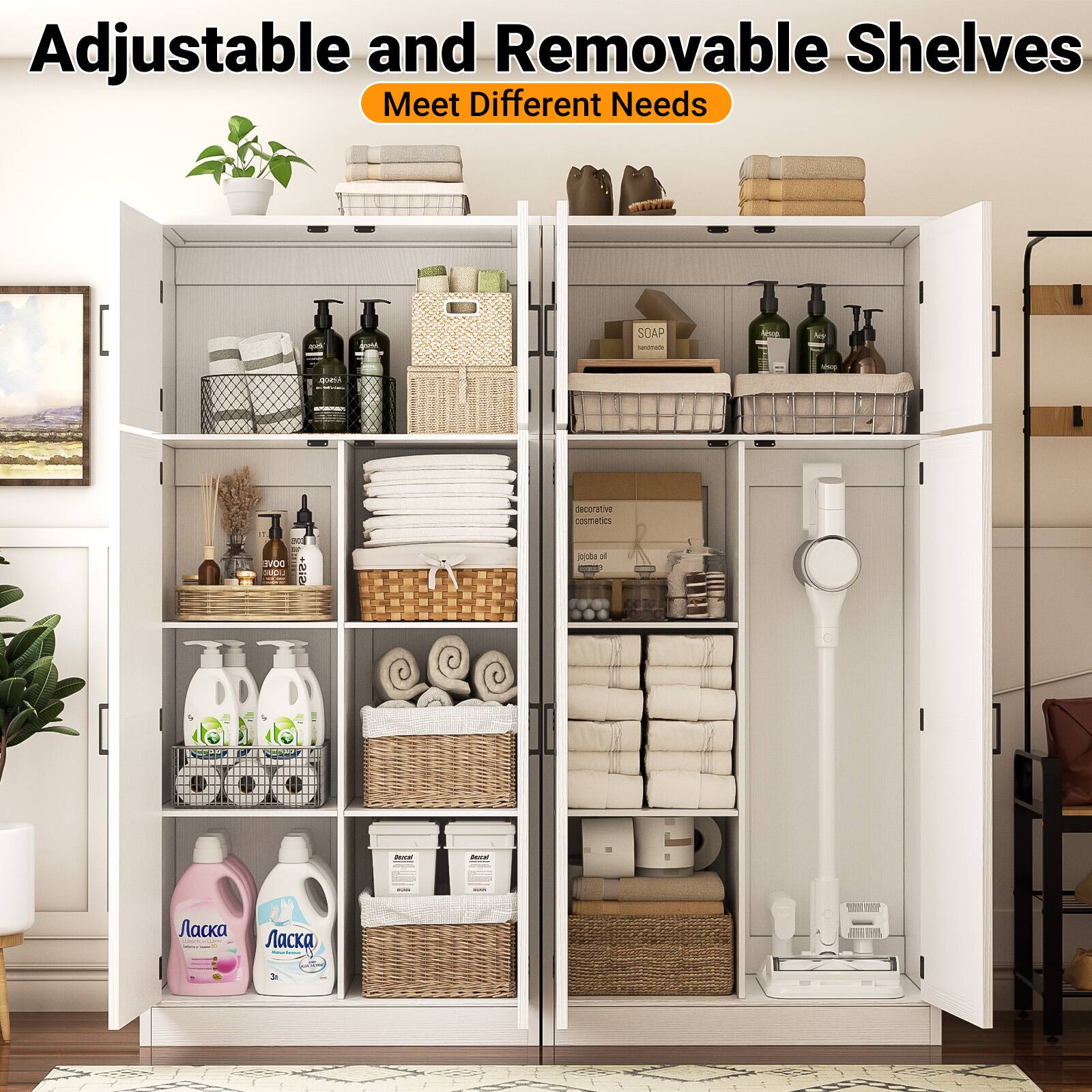 Adjustable and Removable Shelves  
Meet Different Needs