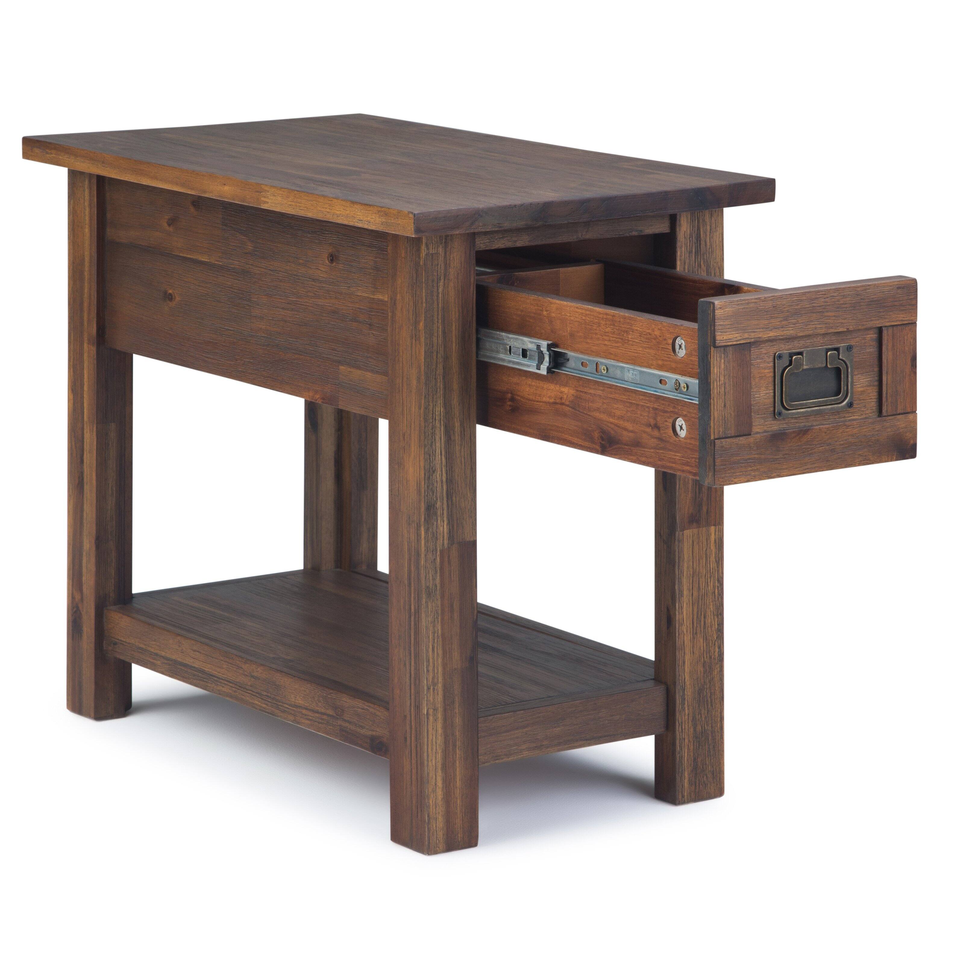 Left. Simpli Home - Monroe 14 inch Narrow Side Table (Set of 2) - Distressed Charcoal Brown.