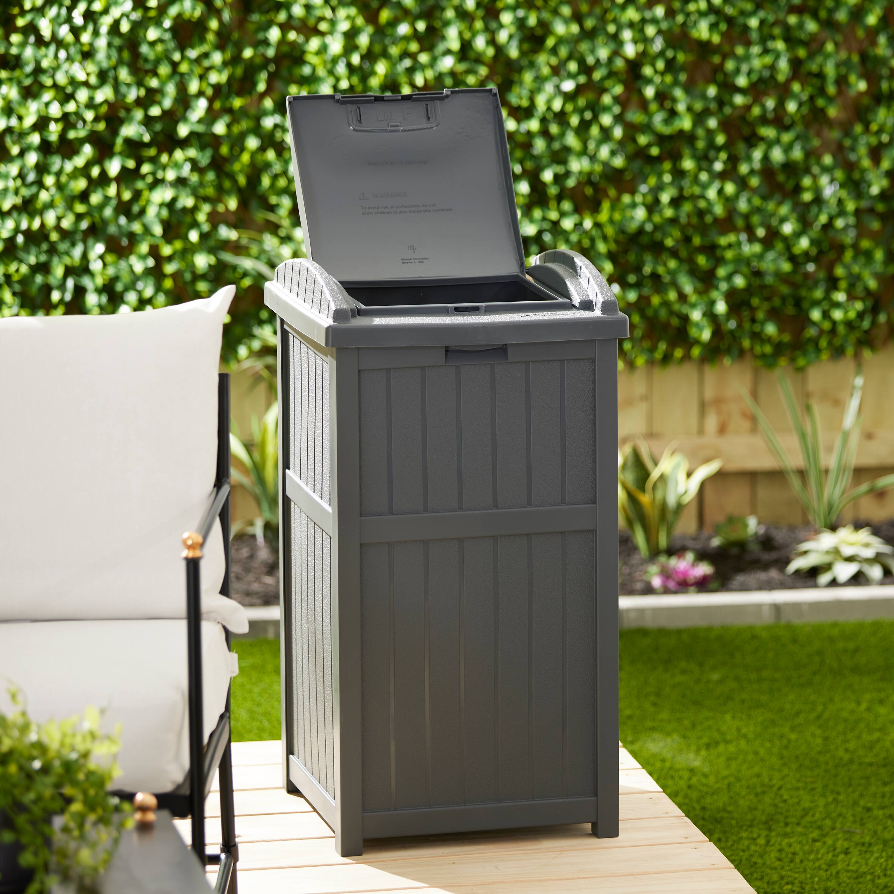Alt View 5. Suncast - Suncast Trashcan Hideaway Outdoor 33 Gallon Garbage Trash Waste Bin, Cyberspace - Cyberspace.