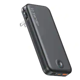 Loheer - 12000mAh Fast Charging Portable Charger with Built-in Wall Plug