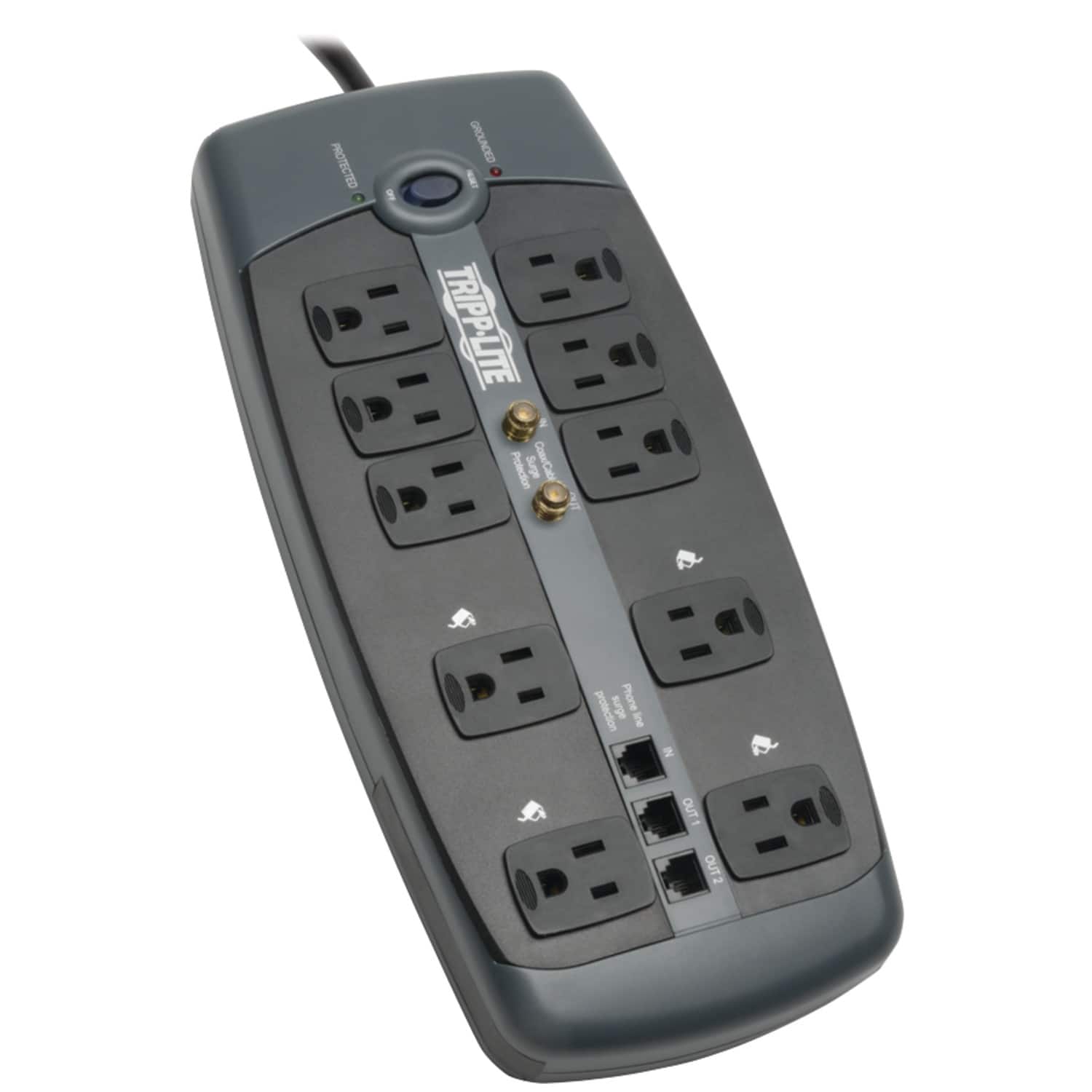 Tripp Lite - By Eaton 345-joules Surge Protector With Telephone, Modem, And Coaxial Protection, 10 Outlet - Black