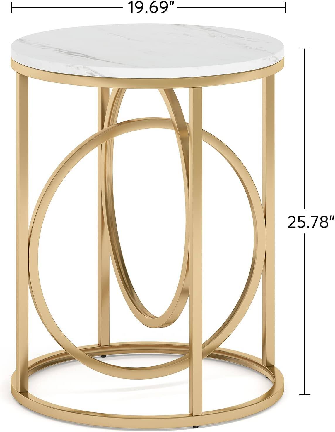 Tribesigns Modern End Table with Metal Frame and Space Saving Design ...