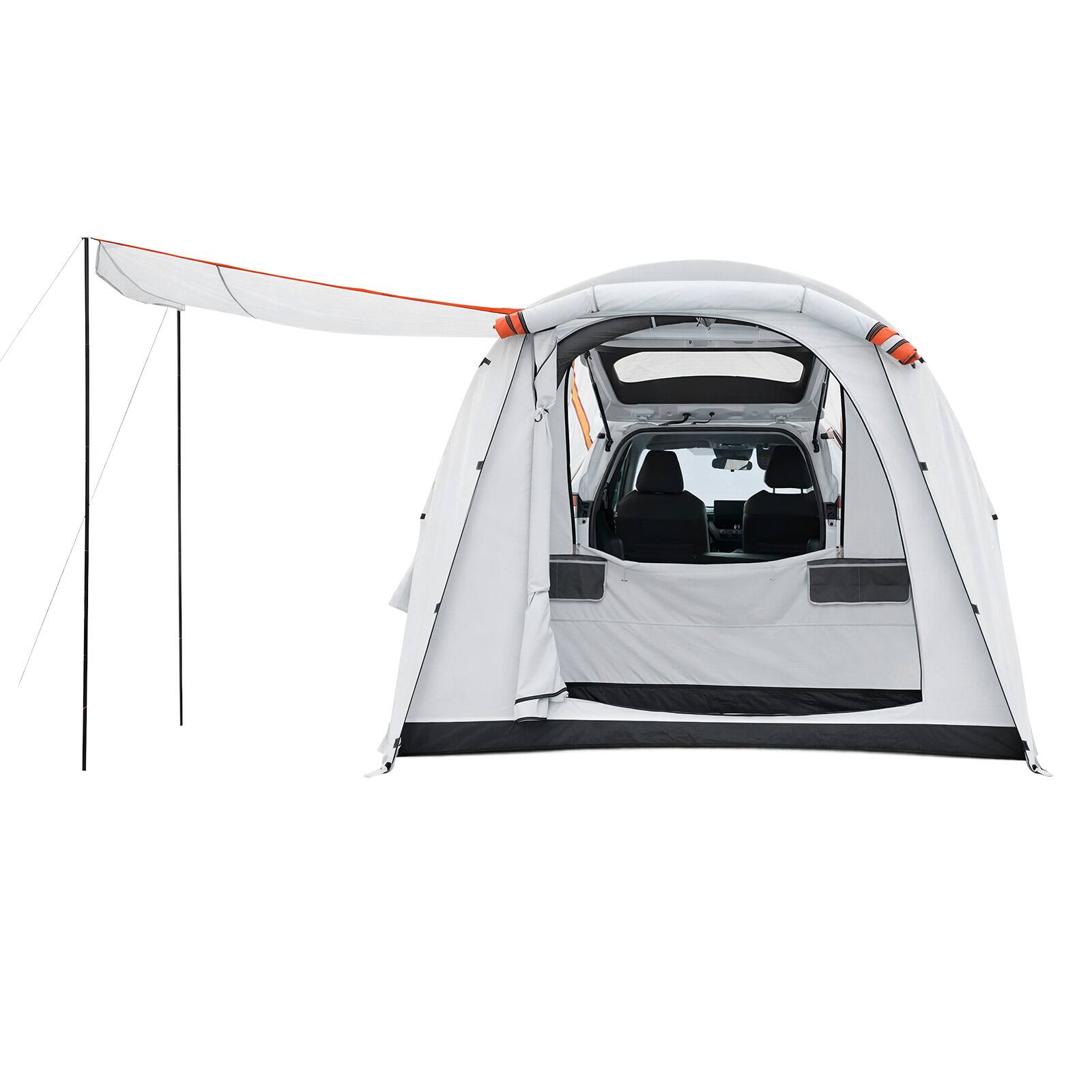 Alt View 5. VEVOR - Inflatable SUV Tent with Awning, 8 x 6.7 ft 3-Season SUV Tailgate Tent with Ventilated Doors & Mesh Window - Grey White.