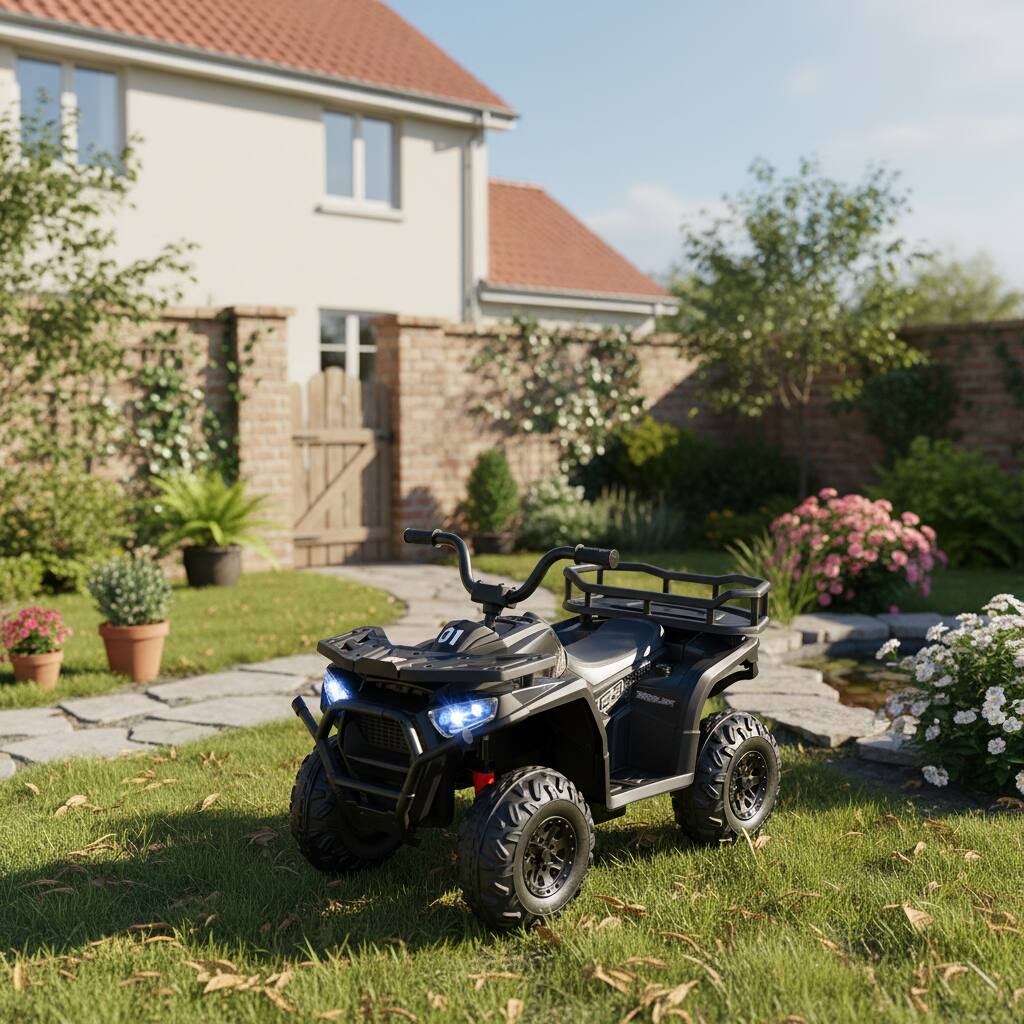 Alt View 3. Costway - Costway 24V Kids Ride on Electric ATV Car Toy with Spring Suspension & LED Lights USB - Black.