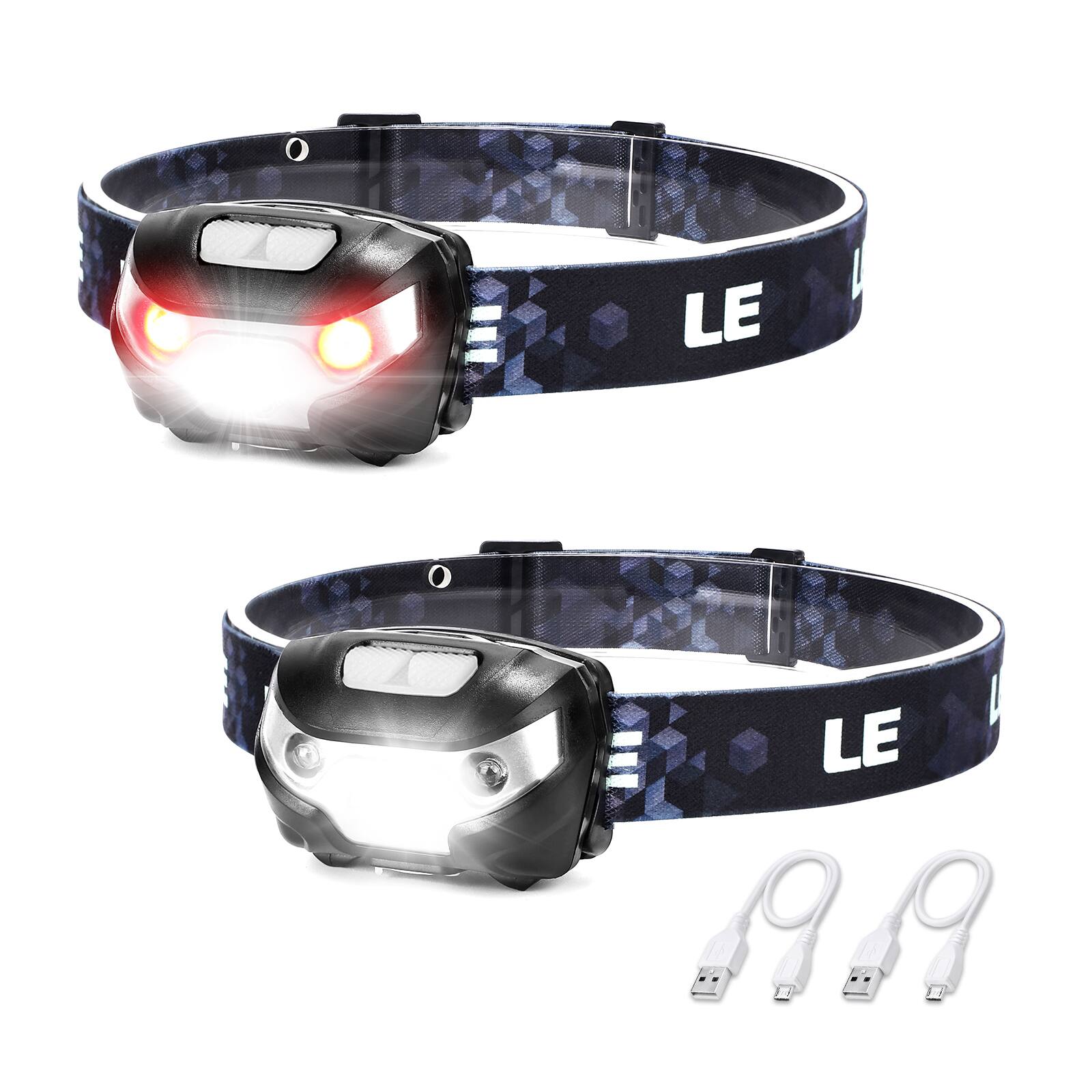Front. Lepro - Rechargeable LED Head Lamp with 5 Modes 2 Packs - Black.
