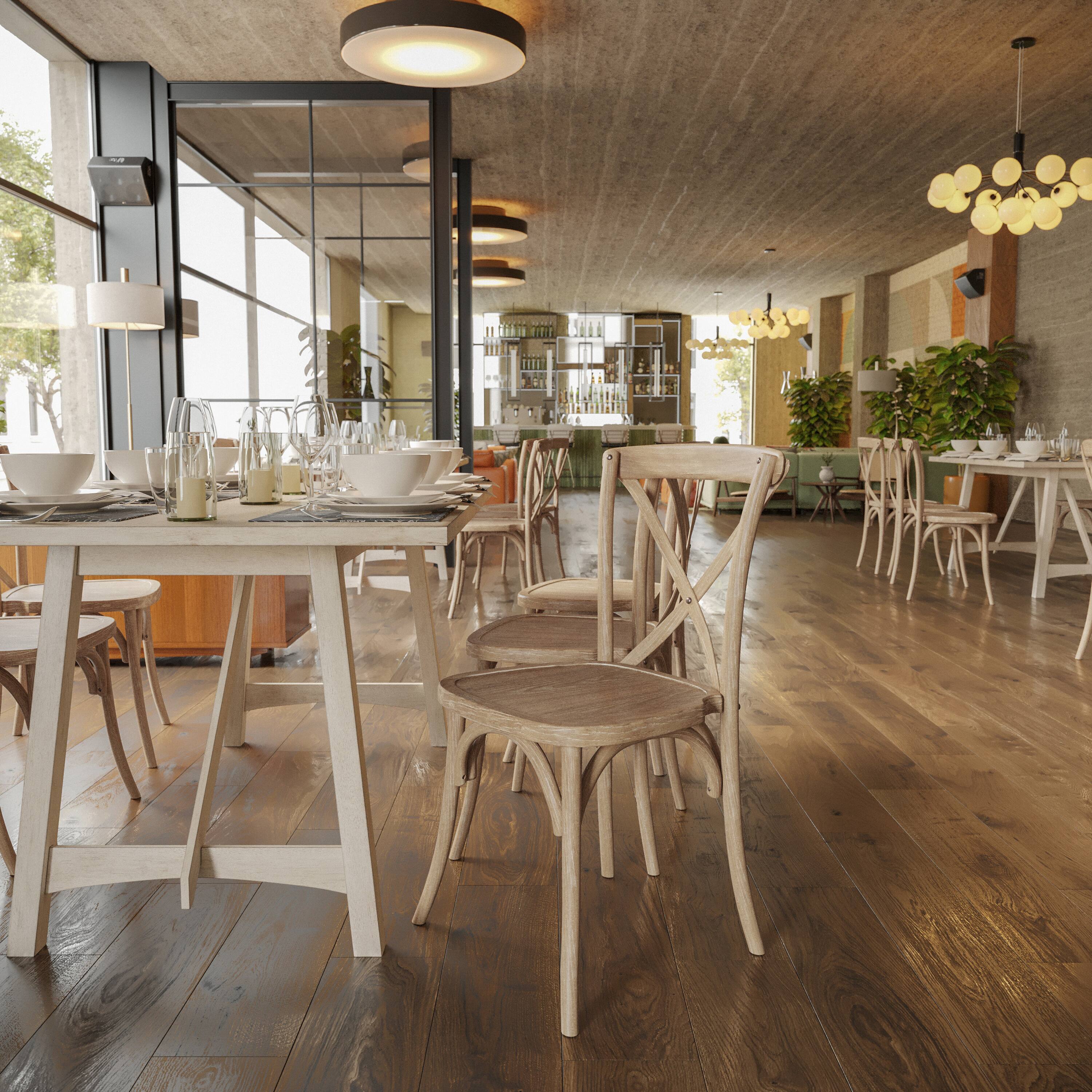 Alt View 3. Flash Furniture - Advantage Natural With White Grain X-Back Chair - Natural.