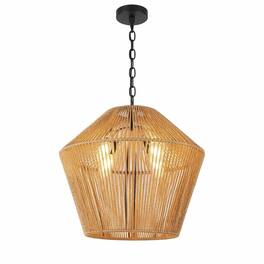 RYHNUYNE - Handwoven Hemp Rope Pendant Light 17 Inch, Natural Fiber Farmhouse Chandelier for Kitchen Island, Dining Table