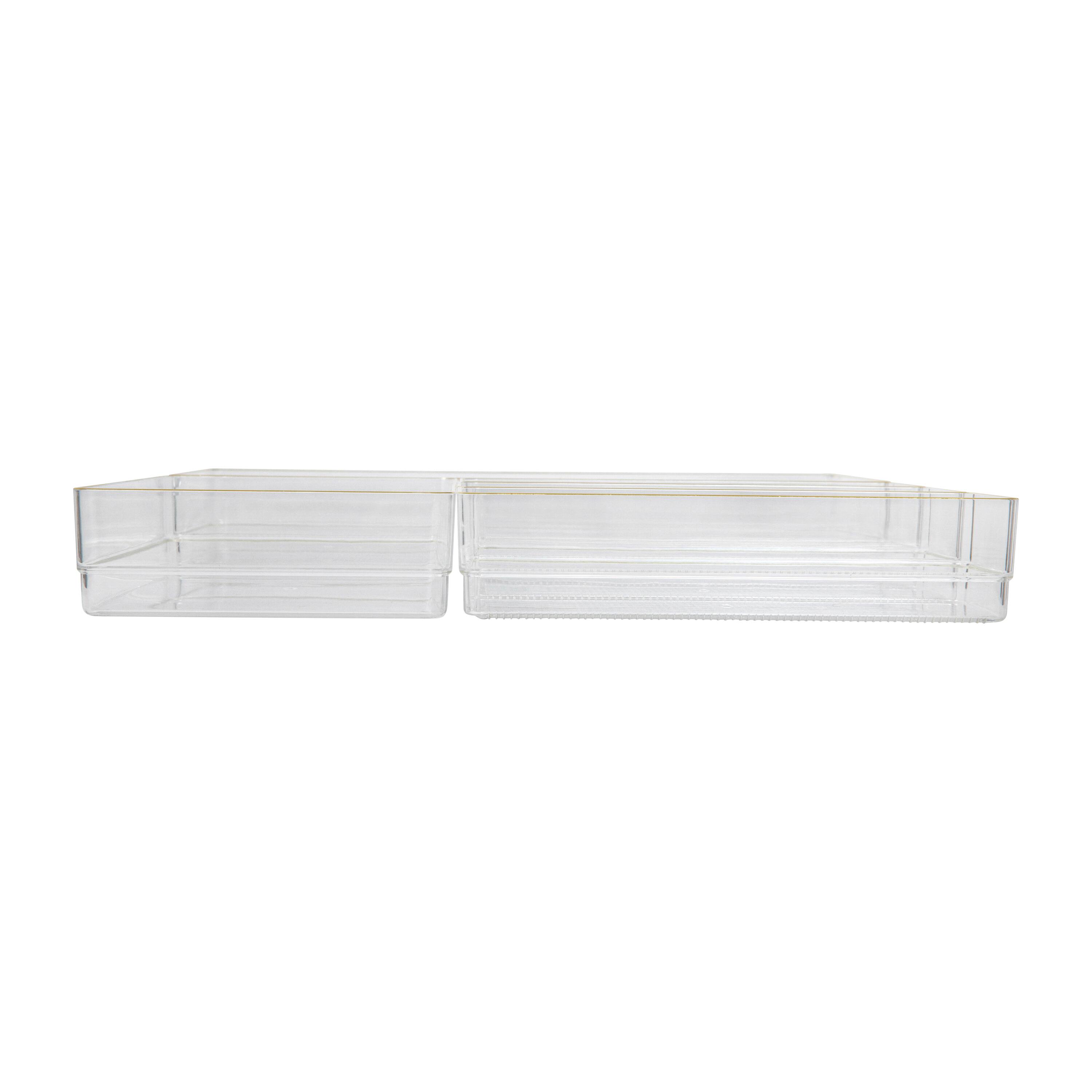 Alt View 18. Martha Stewart - Kerry Plastic Stacking Drawer Organizer Set of 5 - Clear/Gold Trim.
