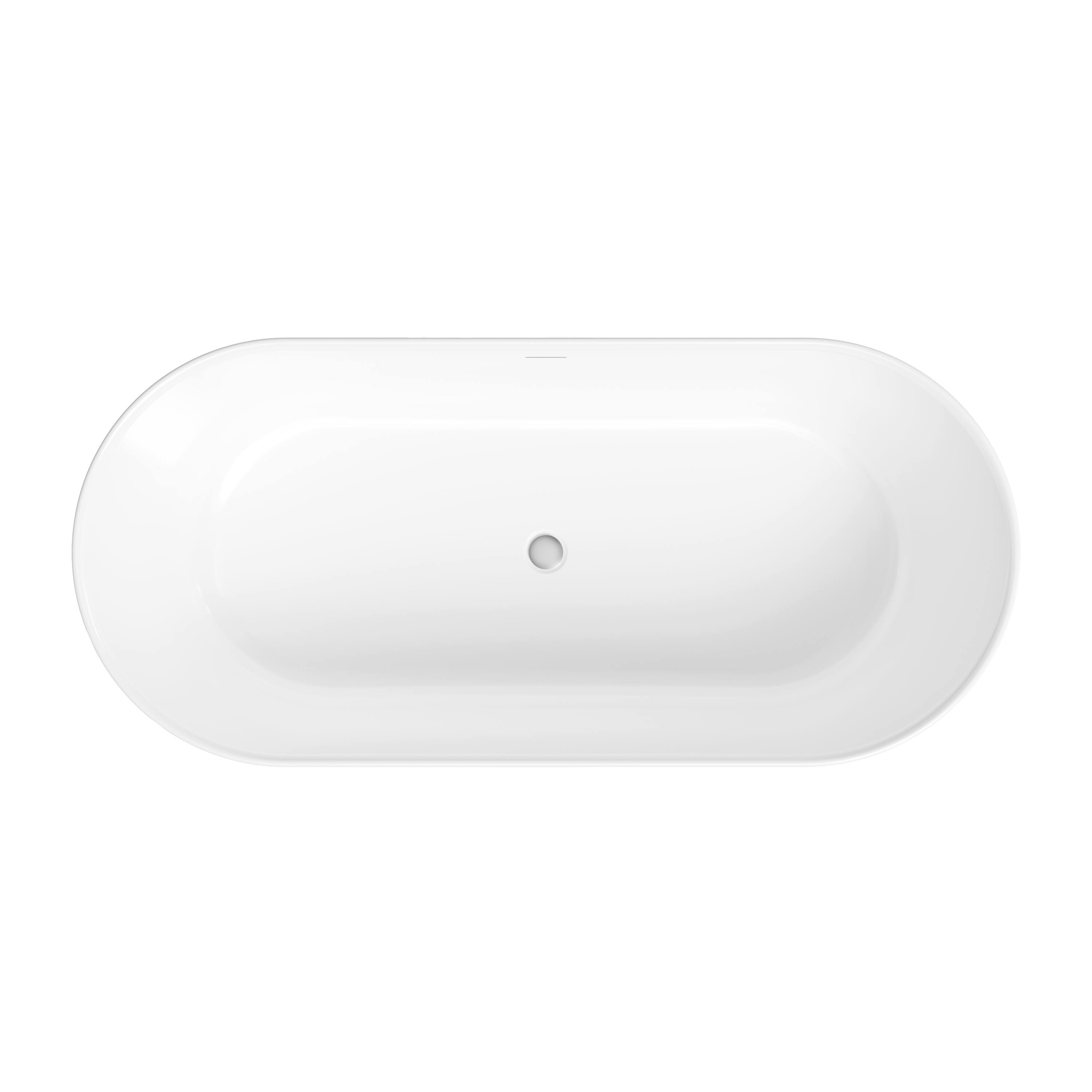 Alt View 10. WELLFOR - Seren 67 in. x 30 in. Acrylic Oval Freestanding Soaking Bathtub with Center Pop-Up Drain and Overflow - White.