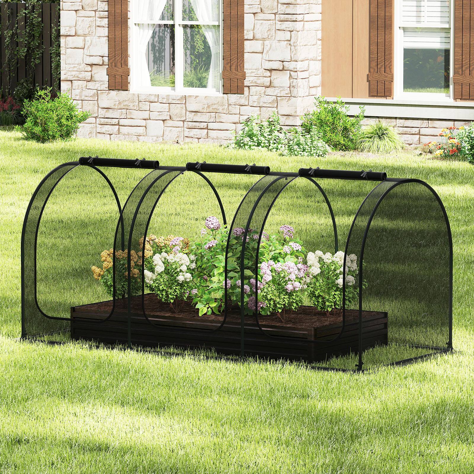 Alt View 4. Gymax - Gymax 108 x 48 x 47in Portable Crop Cage w/3 Roll-Up Zippered Doors 4 Ground Stakes - Black.