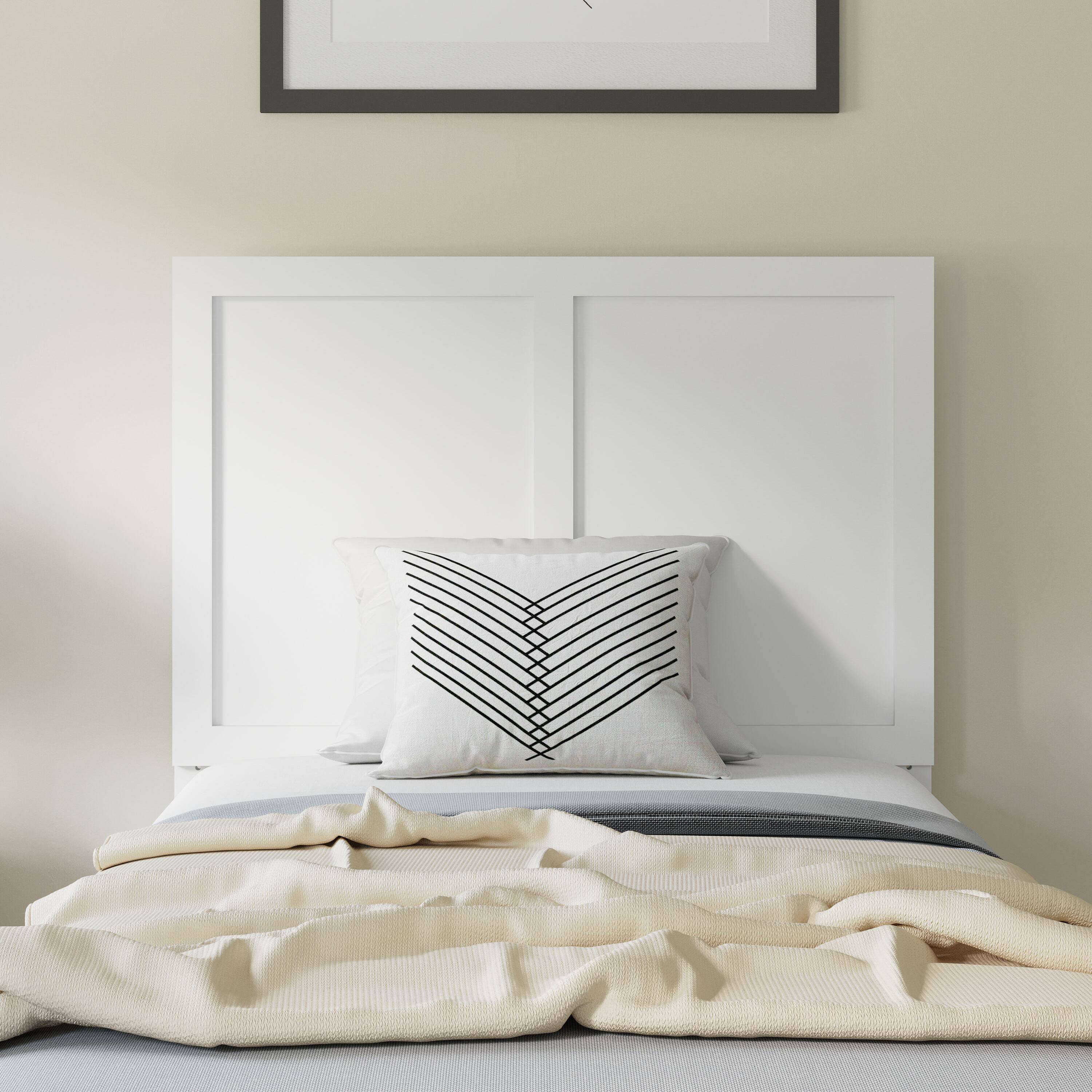 Alt View 3. Flash Furniture - Oliver Twin Size Two Panel Wooden Adjustable Headboard for Universal Metal Bed Frames in White - White.