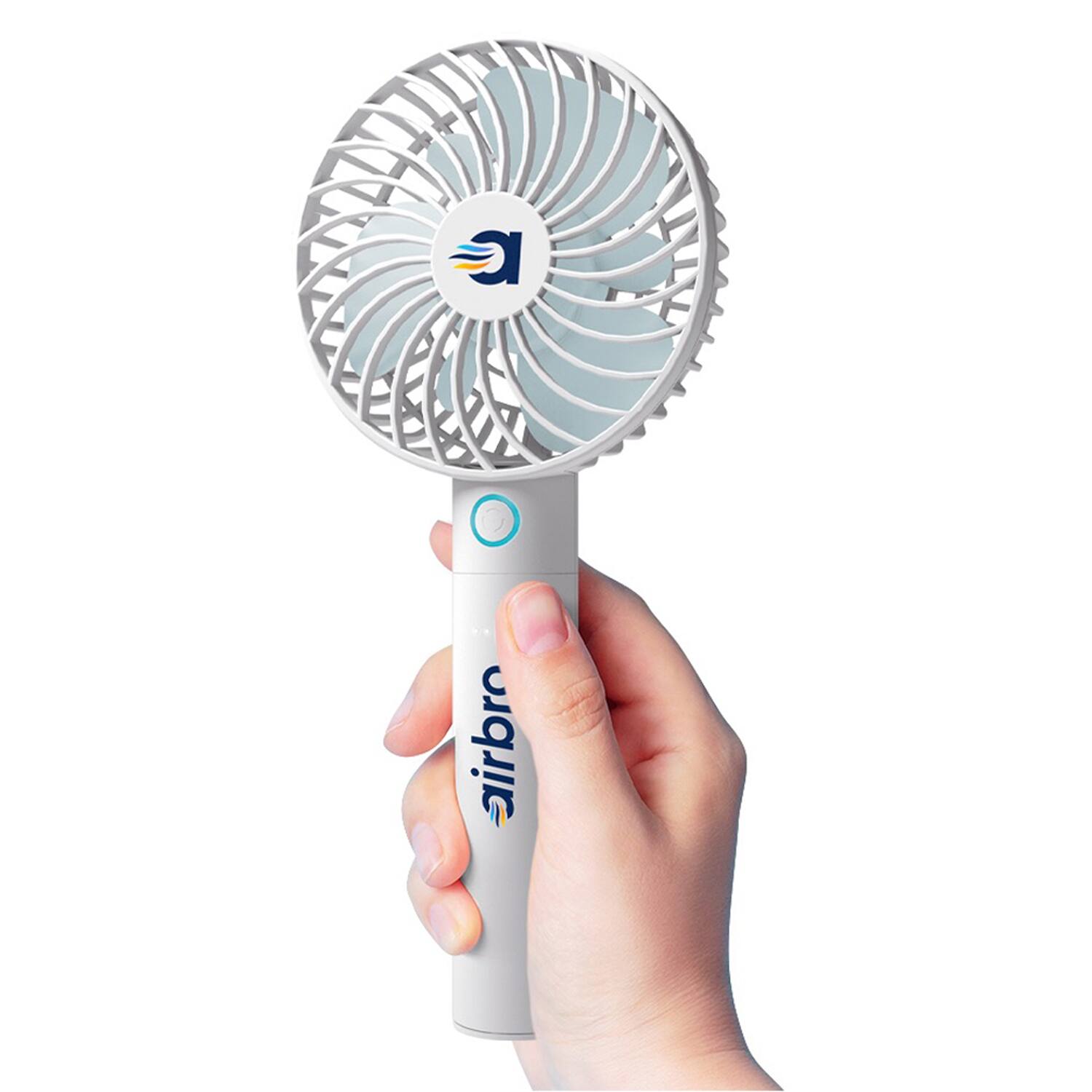 Angle. Airbro - Airbro Fha-30 Fha-30 3.5-in. 6-blade 5-speed Handheld Personal Portable Rechargeable Fan With Power Bank, White - white.
