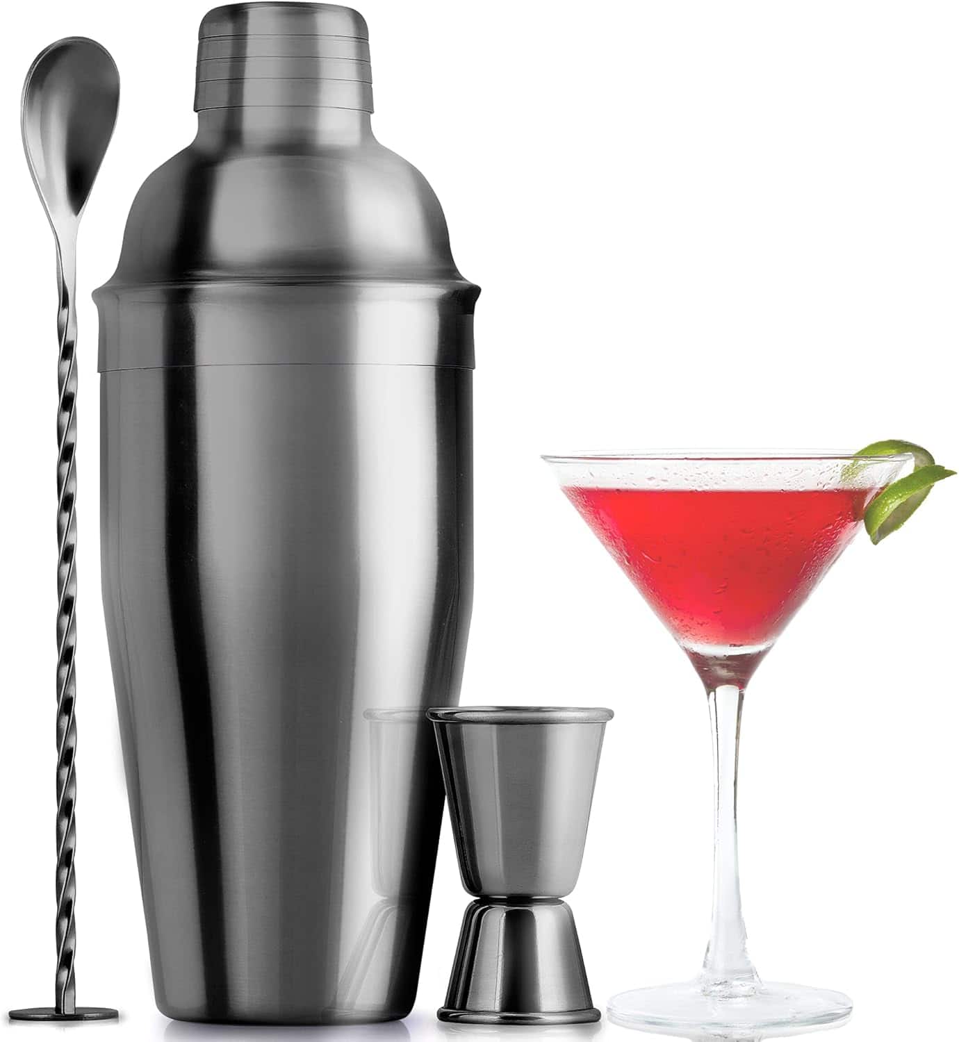 Zulay Kitchen - Large 24 oz Stainless Steel Cocktail Shaker Set - Mixed Drink Shaker