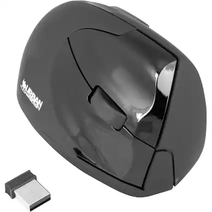 Front. Urban Factory - Urban Factory Wireless ergonomic USB mouse - Optical - Wireless - Radio Frequency - Black - USB - 1600 dpi - Scroll - Black.