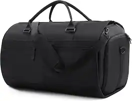 Wikistore - 2-in-1 Garment Duffle Bag Carry On with Shoe Compartment Detachable Shoulder Strap - Black